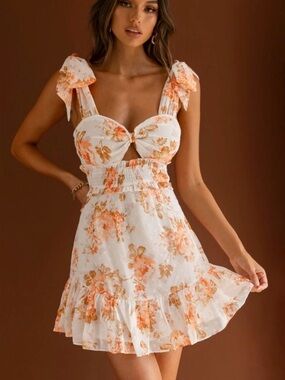 Hello Molly Cream Floral Tie-Strap Sundress